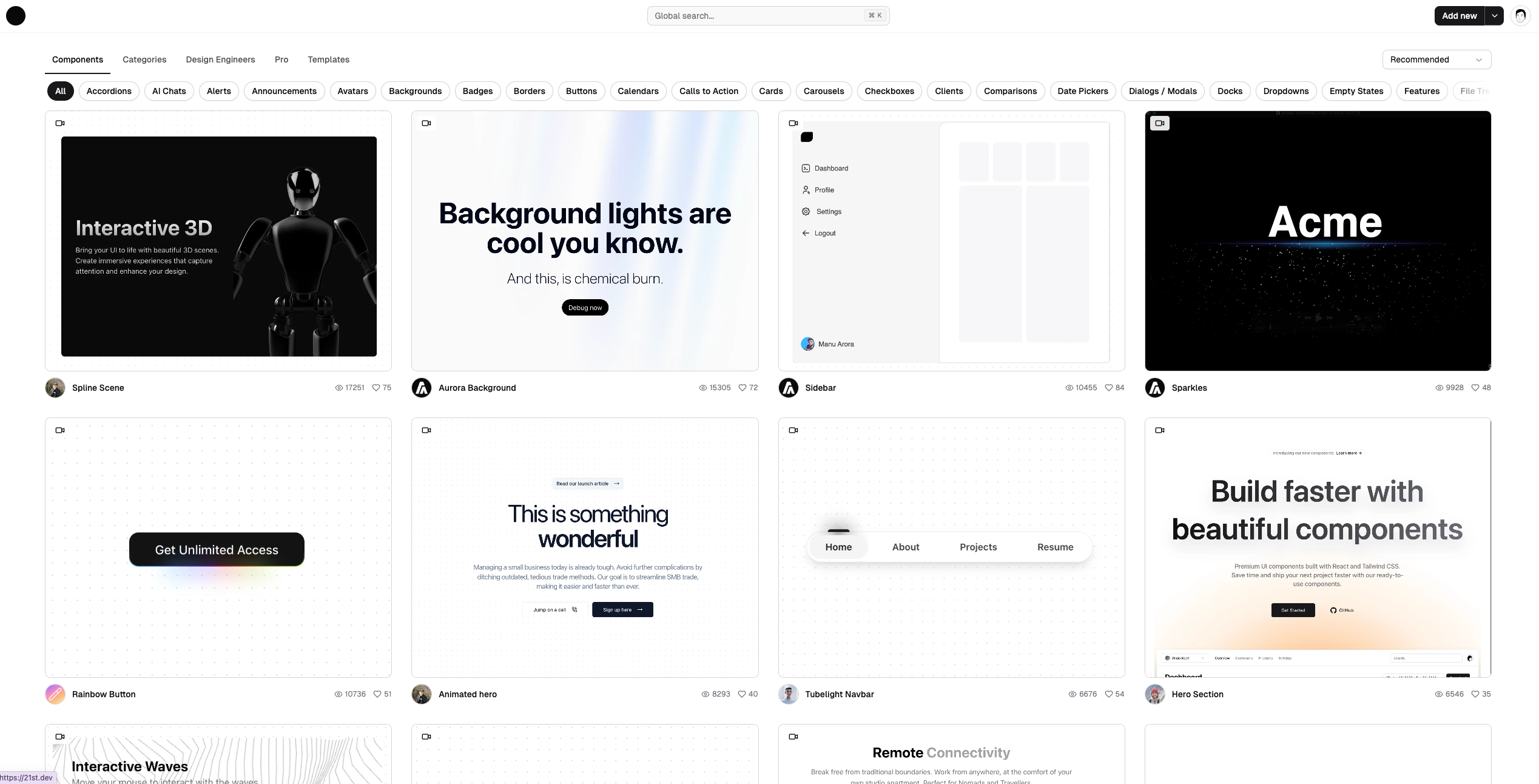 Copy a prompt from 21st.dev to use in Magic Patterns